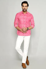 Load image into Gallery viewer, Rajasthan Lahriya Pink Print Shirt – Handcrafted