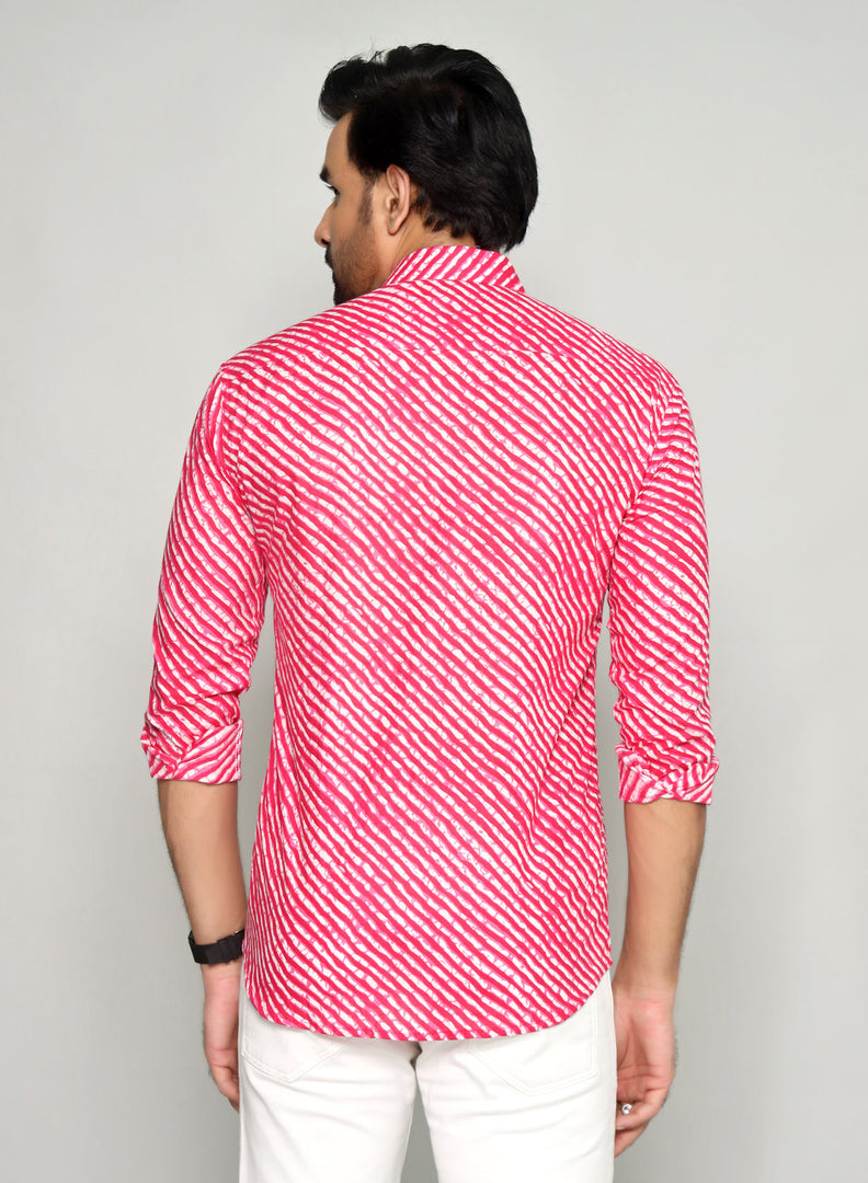 Rajasthan Lahriya Pink Print Shirt – Handcrafted