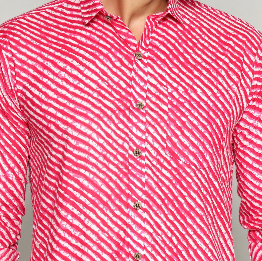 Rajasthan Lahriya Pink Print Shirt – Handcrafted