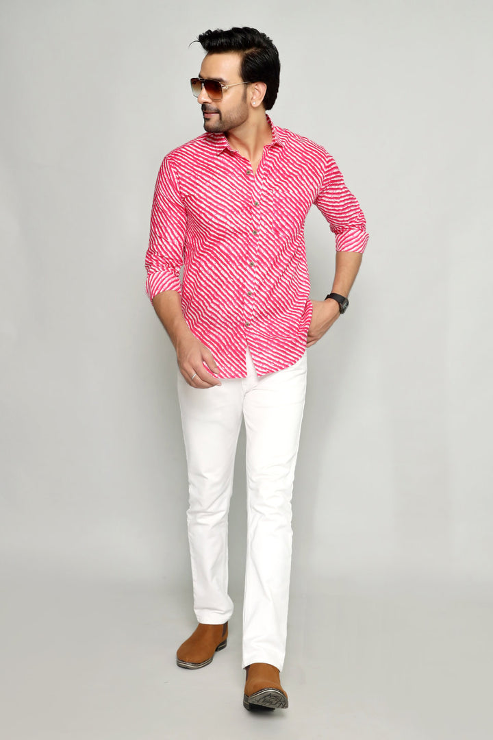 Rajasthan Lahriya Pink Print Shirt – Handcrafted