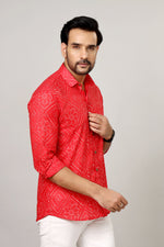 Load image into Gallery viewer, Traditional Bandhani Motif Shirt – Red
