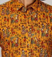 Mustard Folk Art Figures Full Sleeve Shirt