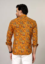 Load image into Gallery viewer, Mustard Folk Art Figures Full Sleeve Shirt