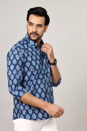 Handcrafted Botanical Motif Cotton Casual Shirt