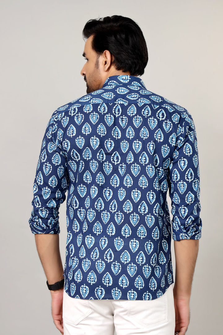 Handcrafted Botanical Motif Cotton Casual Shirt