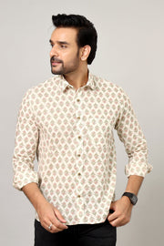 Buti Motif Light Base Traditional Print Casual Shirt