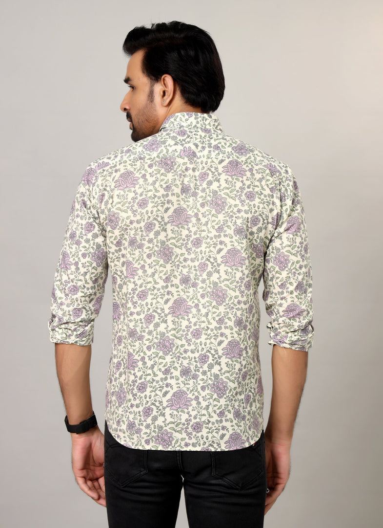 Jaipuri Handblock Sanganeri  Print Cotton Shirt