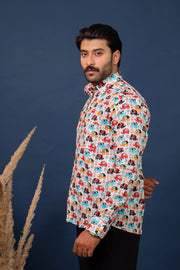 Jaipuri elephant print cotton shirt for men by Rangat Jaipur
