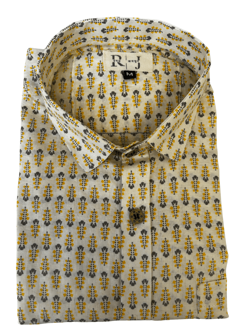 Yellow Trails Handblock Shirt