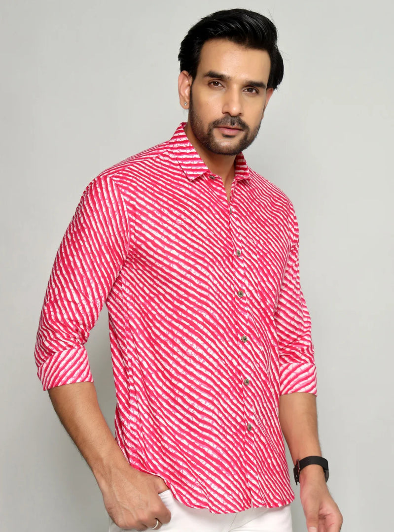 Rajasthan Lahriya Pink Print Shirt – Handcrafted