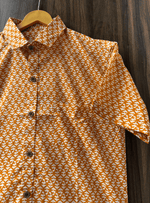 Load image into Gallery viewer, Rajasthani Handcrafted Shirt – Orange and White Ethnic Print
