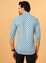 Load image into Gallery viewer, Blue Sanganeri Cotton Printed Shirt
