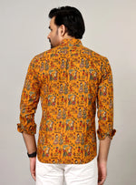Load image into Gallery viewer, Mustard Folk Art Figures Full Sleeve Shirt
