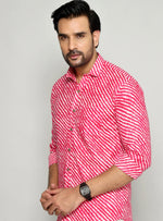 Load image into Gallery viewer, Rajasthan Lahriya Pink Print Shirt – Handcrafted
