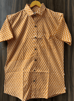 Load image into Gallery viewer, Rajasthani Handcrafted Shirt – Orange and White Ethnic Print
