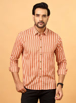 Load image into Gallery viewer, Men’s Cotton Shirt in Peach Leaf Pattern – Sanganeri Print
