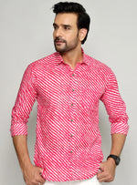 Load image into Gallery viewer, Rajasthan Lahriya Pink Print Shirt – Handcrafted
