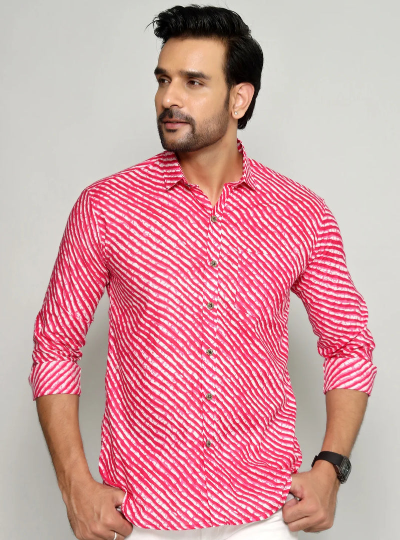 Rajasthan Lahriya Pink Print Shirt – Handcrafted
