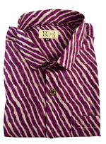 Load image into Gallery viewer, Rajasthan Lahriya Purple Print Shirt – Handcrafted
