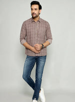Load image into Gallery viewer, Men&#39;s Checked Shirt with Brown Tones - Classic Casual Style

