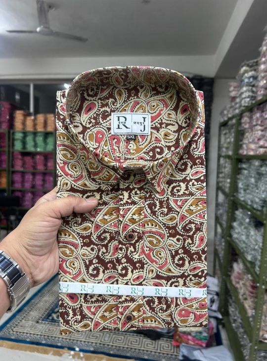 Men’s Maroon Paisley Print Designer Cotton Shirt – Premium Ethnic Casual Wear