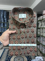 Load image into Gallery viewer, Men’s Brown Floral Block Print Cotton Shirt – Traditional Casual Style