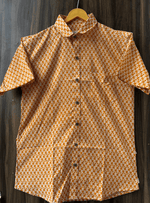 Load image into Gallery viewer, Rajasthani Handcrafted Shirt – Orange and White Ethnic Print
