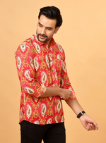 Load image into Gallery viewer, Pink Jaipuri Paisley Printed Cotton Shirt for Men