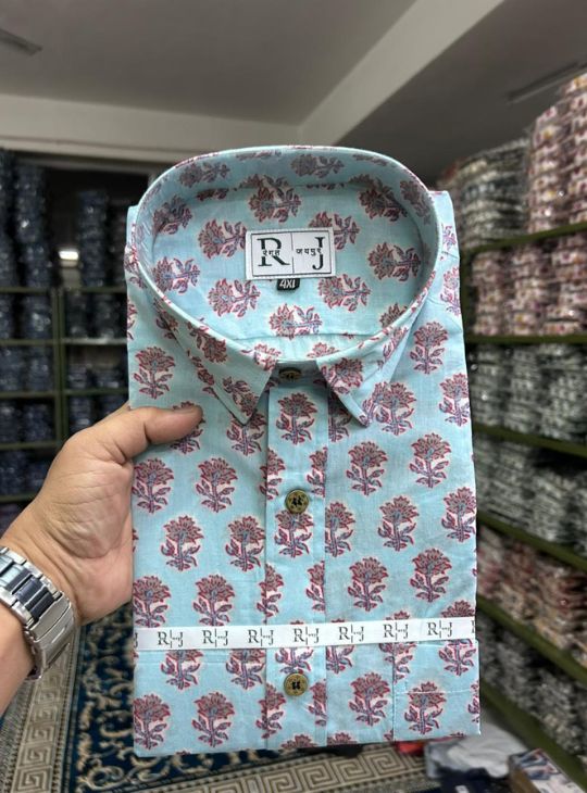 Premium Mint Green Printed Casual Shirt for Men