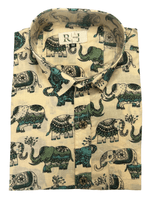 Load image into Gallery viewer, Jaipuri Hathi Print Shirt - Sanganeri Beige color
