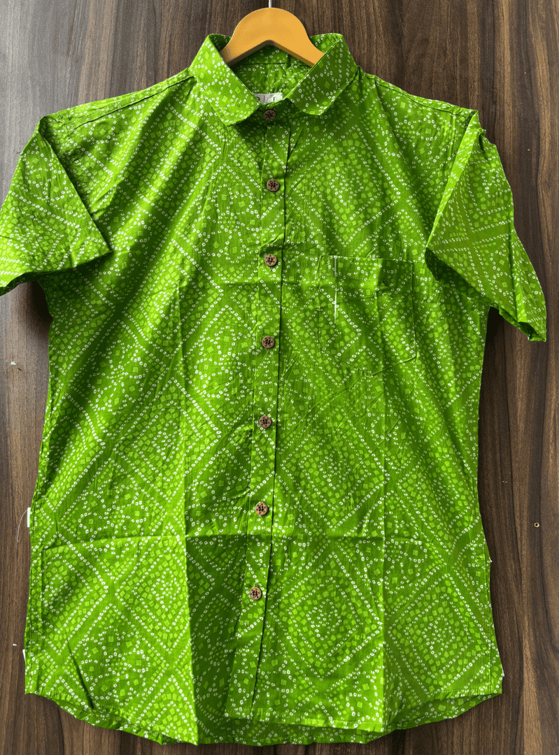 Handmade Bandhani Short Sleeve Shirt – Indian Ethnic Wear