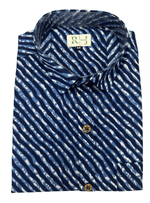 Load image into Gallery viewer, Rajasthan Lahriya Royal Blue Print Shirt – Handcrafted
