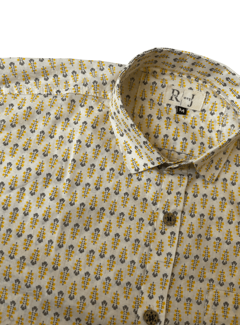 Yellow Trails Handblock Shirt