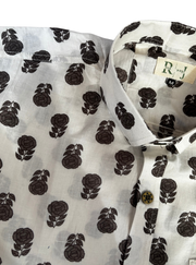 Black Rose Motif Premium Handblock Shirt – 100% Cotton