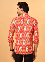 Load image into Gallery viewer, Pink Jaipuri Paisley Printed Cotton Shirt for Men