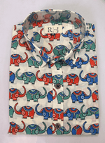 Load image into Gallery viewer, Red Green and Blue Elephant - Sanganeri Print Shirt
