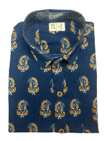 Load image into Gallery viewer, Handcrafted Indigo Blue Paisley - Sanganeri Print Shirt
