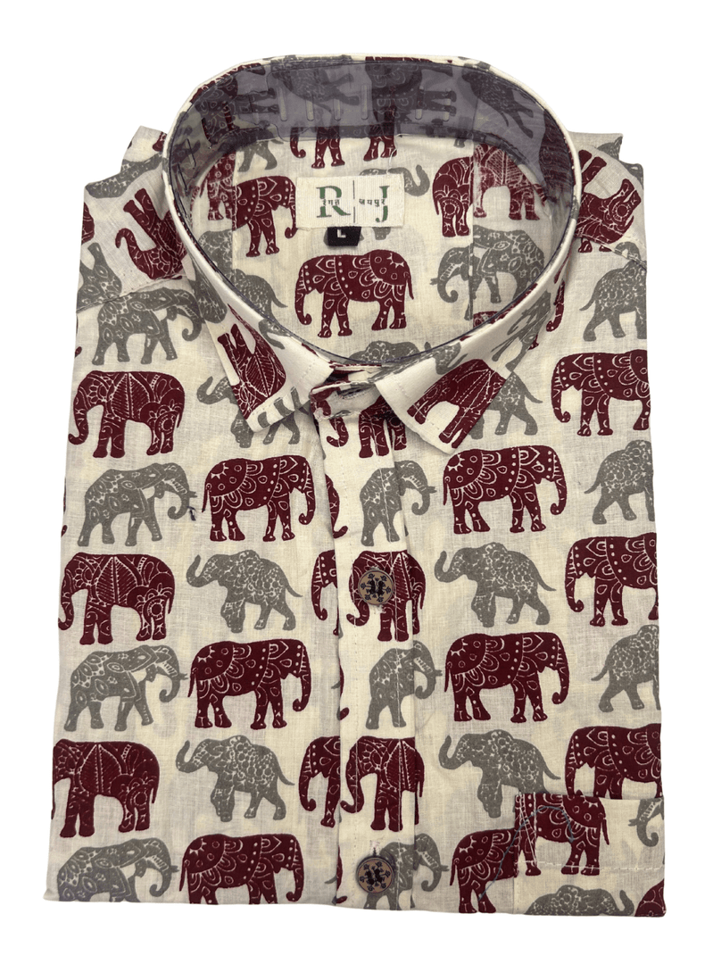 Traditional Elephant Block Print Cotton Shirt