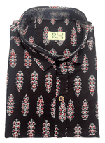 Load image into Gallery viewer, Black Floral Cotton Shirt - Classic Ethnic Design
