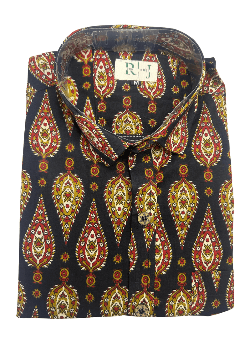 Jaipuri Noir Shirt – Heritage Print Cotton Shirt