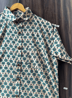 Load image into Gallery viewer, Men’s Casual Summer Shirt – Beige with Artistic Floral Motifs
