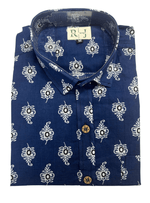 Load image into Gallery viewer, Blue Blossom Shirt – Traditional Sanganeri Print
