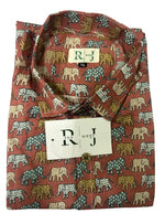 Load image into Gallery viewer, Men's Burnt Orange Elephant Print Cotton Shirt