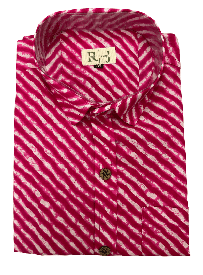 Rajasthan Lahriya Pink Print Shirt – Handcrafted