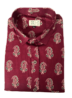 Load image into Gallery viewer, Rang Mahal Maroon Shirt – Ethnic Motif Handblock Shirt
