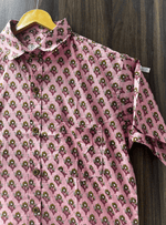 Load image into Gallery viewer, Jaipur Handcrafted Cotton Shirt in Pink with Floral Motifs
