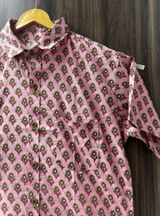 Jaipur Handcrafted Cotton Shirt in Pink with Floral Motifs