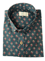 Load image into Gallery viewer, Teal &amp; Red Sanganeri Handblock Cotton Shirt

