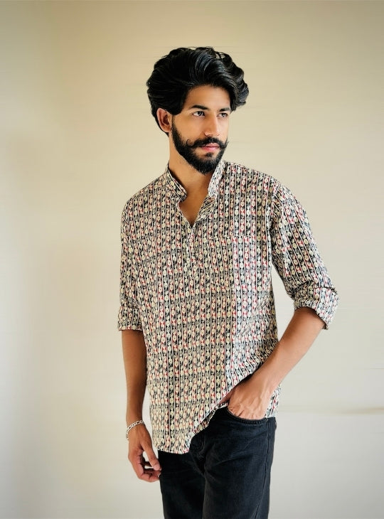 Sanganeri Floral Symphony Short Kurta