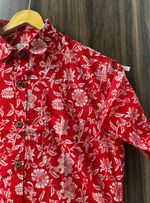 Load image into Gallery viewer, Jaipur Block Print Cotton Shirt in Red – Botanical Pattern
